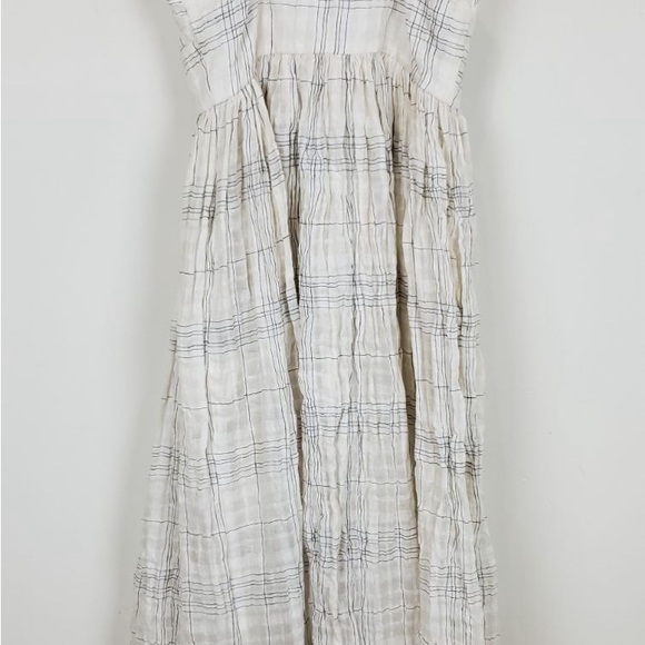 Shona Joy Tie Front Cream Linen Blend Midi Dress - Picture 5 of 9